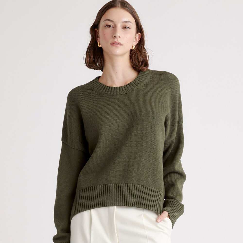 Quince Organic Cotton Boyfriend Crew Sweater